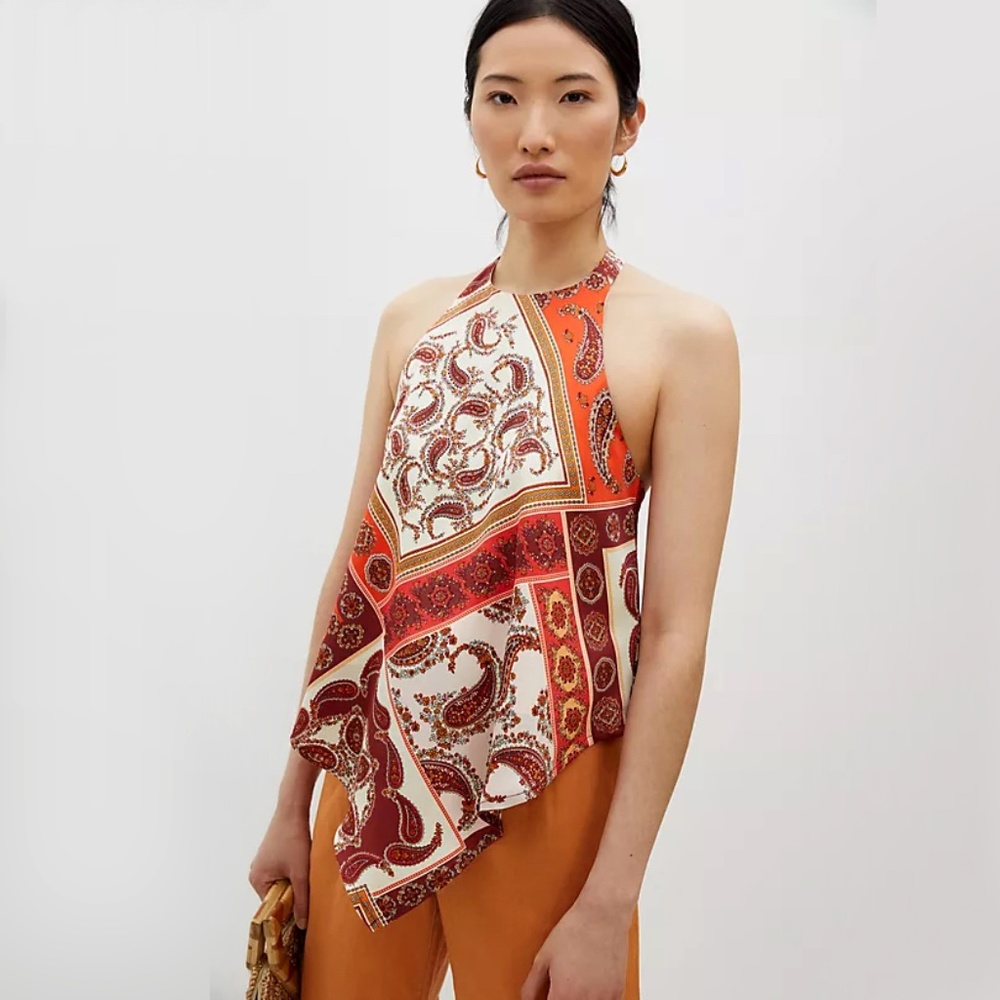 Bishop + Young | Spencer Scarf Print Backless Halter Top | NWT